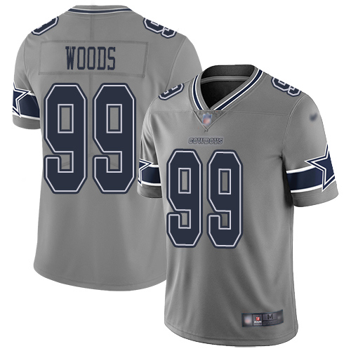 Men Dallas Cowboys Limited Gray Antwaun Woods 99 Inverted Legend NFL Jersey